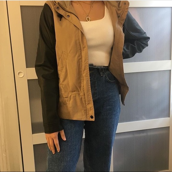 SIMON - Beige Jacket with leather sleeves - Picture 1 of 5